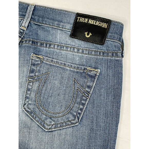 True Religion Jeans Womens 28 Relaxed Straight Distressed Ombre Raw Hem USA Y2K - Picture 14 of 15